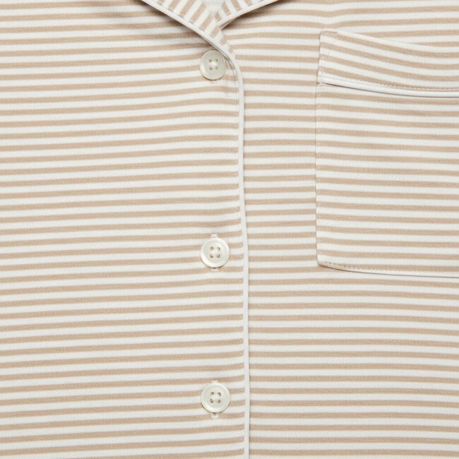 Oatmeal Stripe Bamboo Women's Sleepshirt, Beige and White Stripe - Pajamas - 4