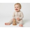 Oatmeal Stripe Bamboo Sleeper, Beige and White Stripe - Pajamas - 4