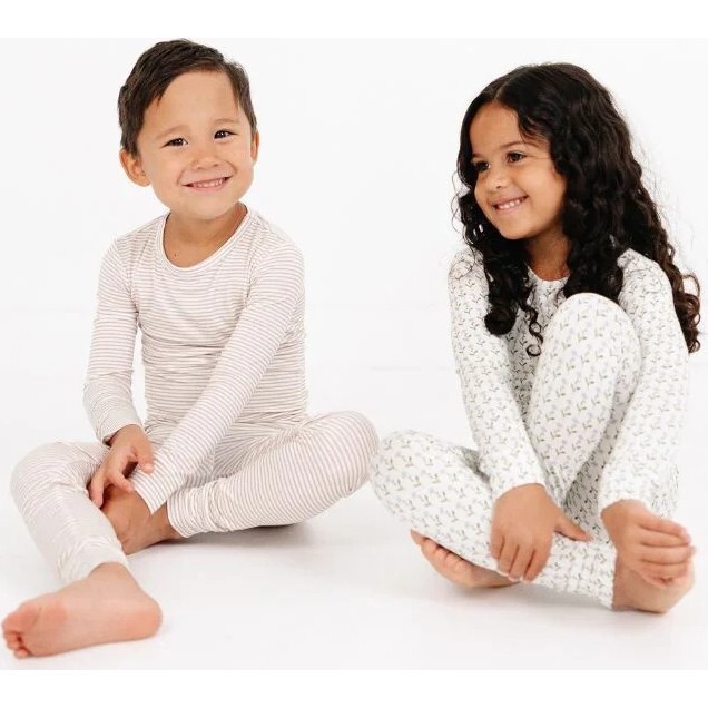 Lavender Lane Bamboo Kids Pajama Set, Delicate Purple & Green Floral - Pajamas - 7
