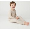 Oatmeal Stripe Bamboo Kids Pajama Set, Beige and White Stripe - Pajamas - 5