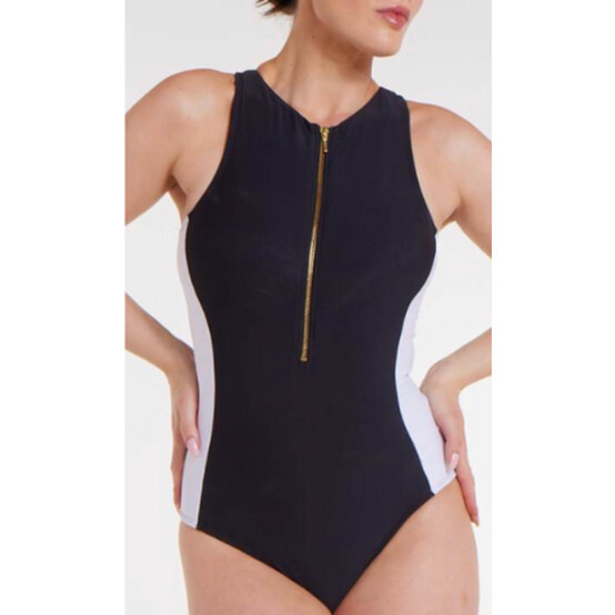 Margaret One-piece Swimsuit in Black and White - One Pieces - 3