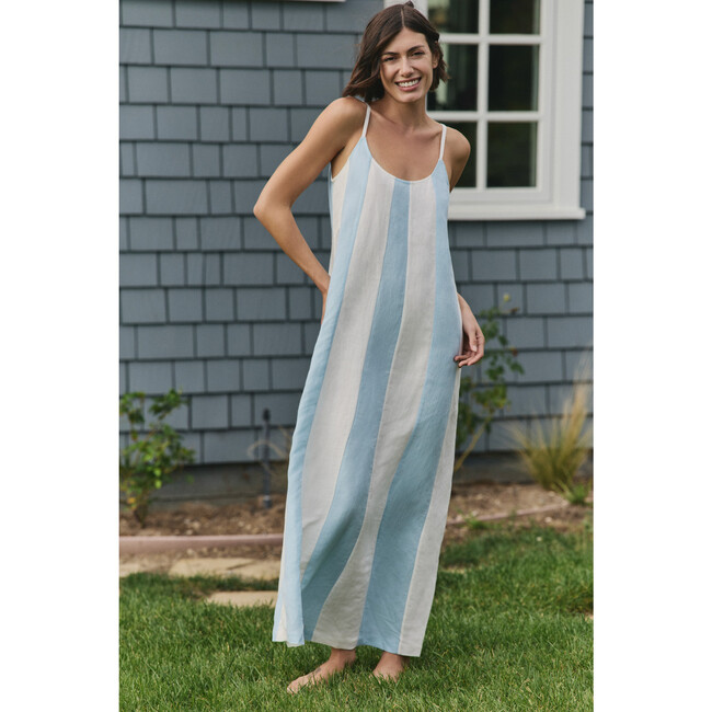 Grace Maxi Dress in White/Blue Stripe
