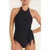Genevieve High Halter Neck Sash Tie One-Piece Swimsuit - One Pieces - 2 - thumbnail