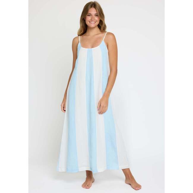 Grace Maxi Dress in White/Blue Stripe