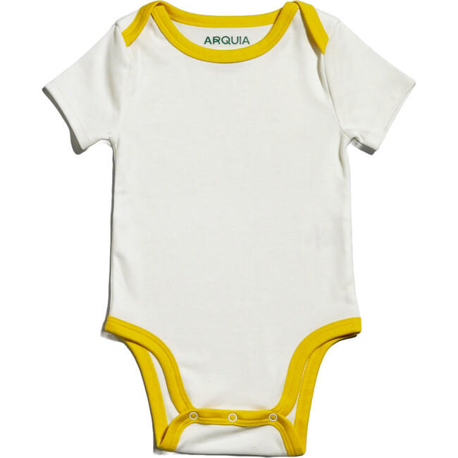 Short Sleeve Bodysuit, White with Misted Yellow