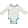 Long Sleeve Bodysuit, White with Chambray Blue - Onesies - 1 - thumbnail