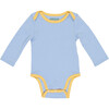 Long Sleeve Bodysuit, Chambray Blue with Yellow - Onesies - 1 - thumbnail
