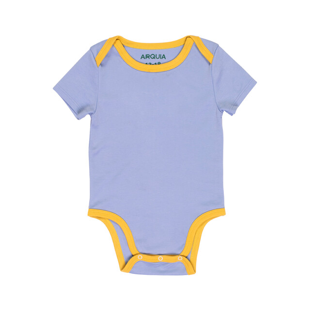 Short Sleeve Bodysuit, Chambray Blue with Yellow