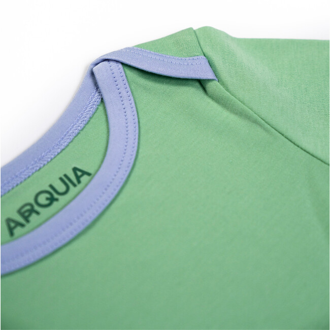 Short Sleeve Bodysuit, Grass Green with Blue