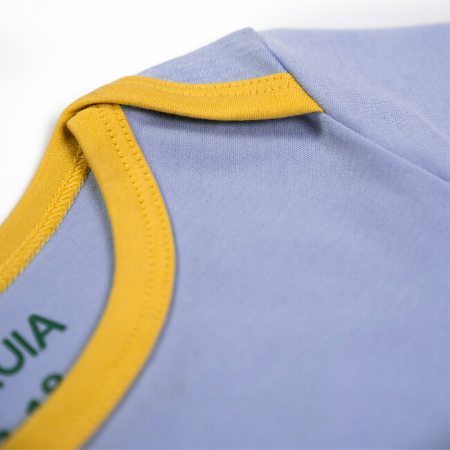 Short Sleeve Bodysuit, Chambray Blue with Yellow