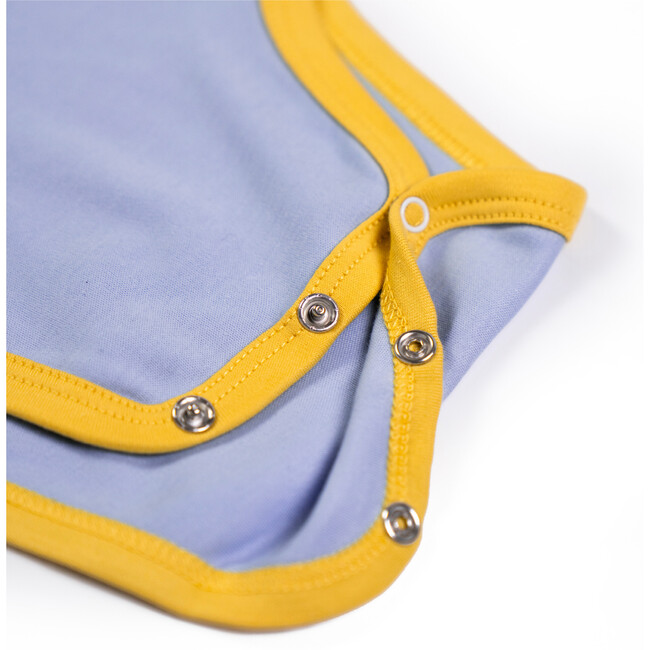 Long Sleeve Bodysuit, Chambray Blue with Yellow - Onesies - 3