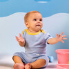 Short Sleeve Bodysuit, Chambray Blue with Yellow - Onesies - 4