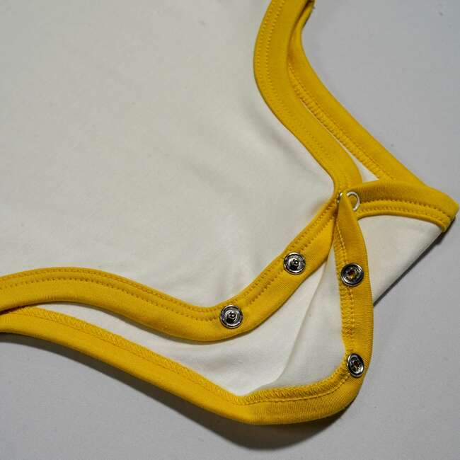 Short Sleeve Bodysuit, White with Misted Yellow - Onesies - 3