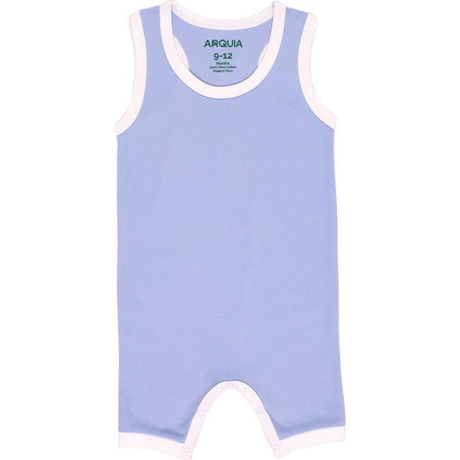 Cotton Romper, Chambray Blue with White