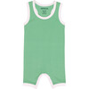 Cotton Romper, Grass Green with White - Rompers - 1 - thumbnail