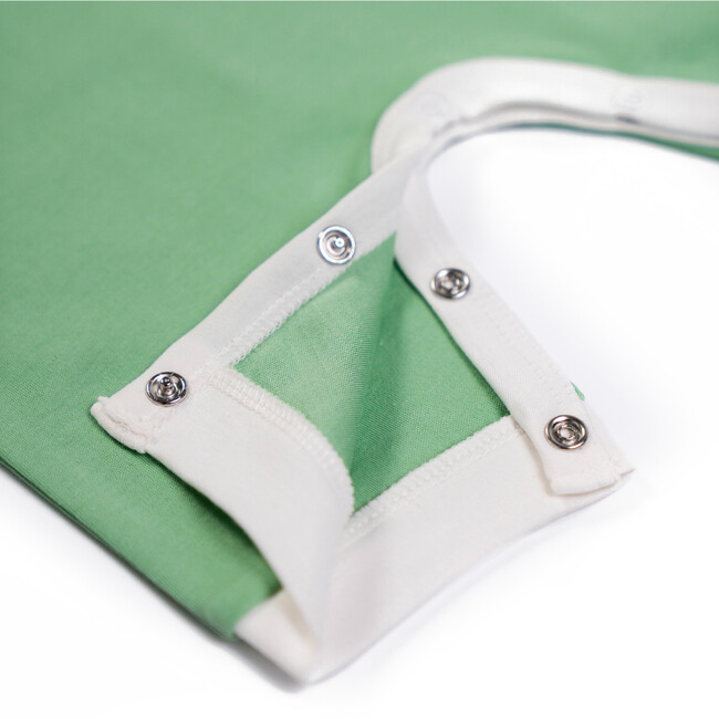 Cotton Romper, Grass Green with White - Rompers - 3
