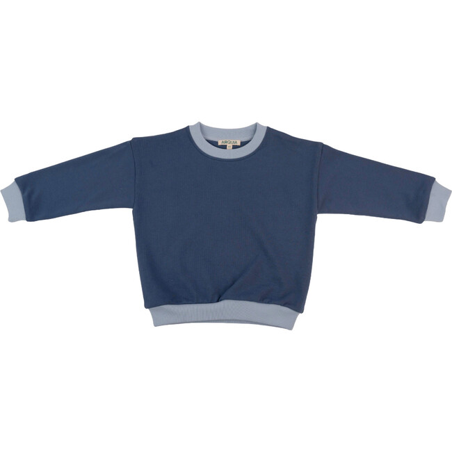 Contrast Sweatshirt, Navy Blue, Light Blue