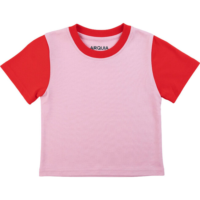 Contrast Kids T-Shirt, Pink, Engine Red