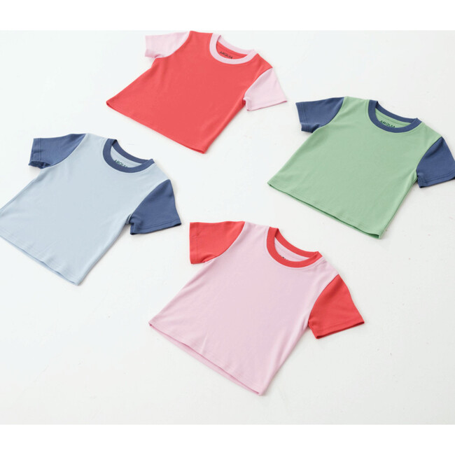 Contrast Kids T-Shirt, Light Blue, Navy Blue - T-Shirts - 3