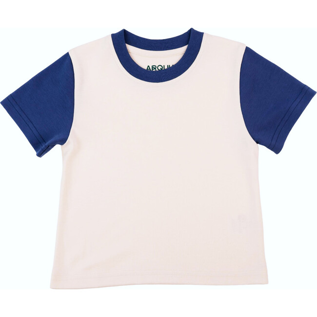 Color Block Kids T-shirt, White, Navy Blue