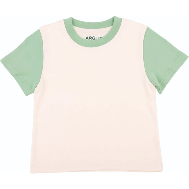 Color Block Kids T-shirt, White, Grass Green