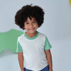 Color Block Kids T-shirt, White, Grass Green - T-Shirts - 4