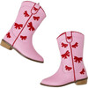 Cowgirl Red + Pink Bow Boots, Pink & Red - Boots - 1 - thumbnail