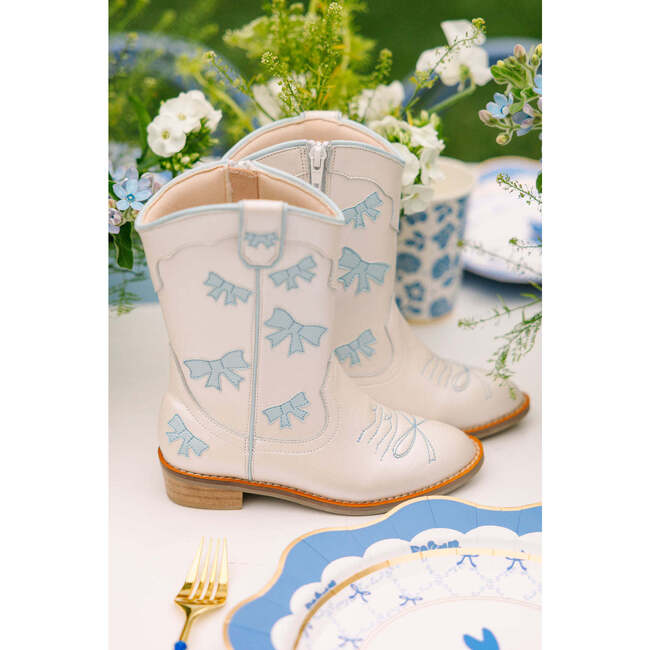 Cowgirl Baby Blue Bow Boots, Baby Blue