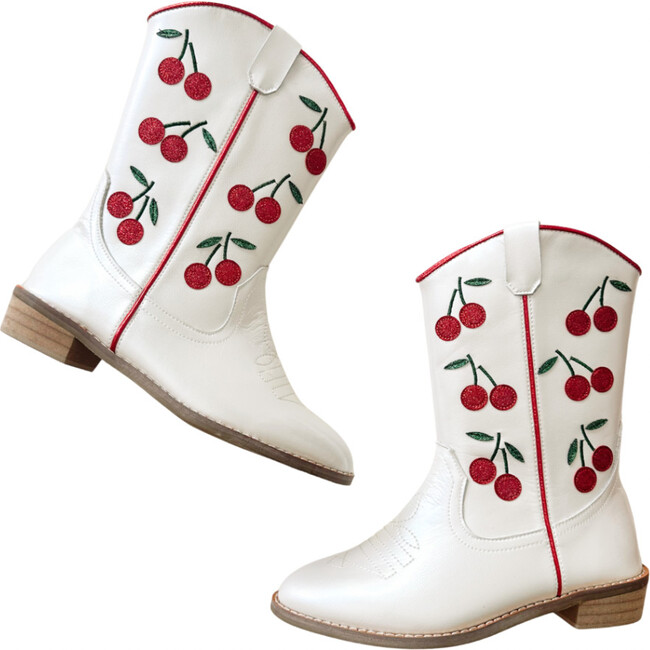 Cowgirl Wild Cherry Boots, White Multi - Boots - 4