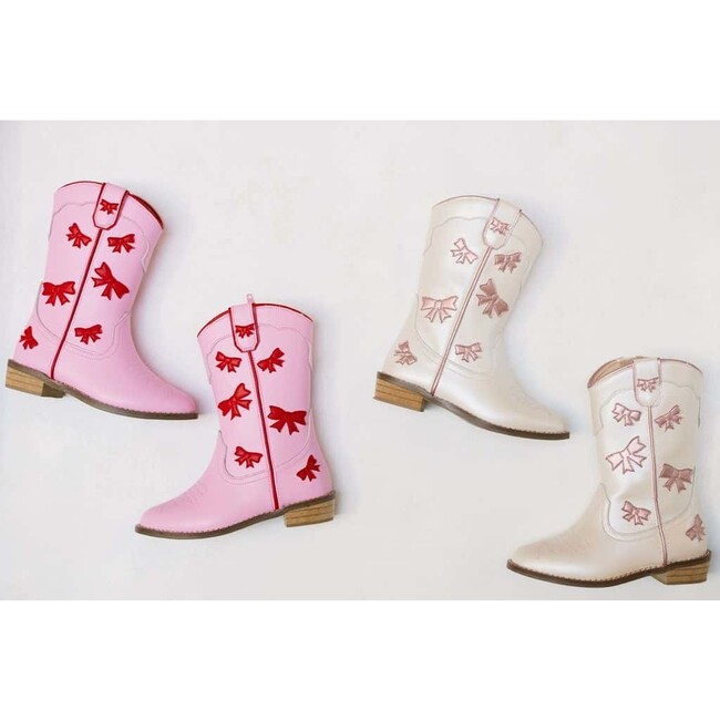 Cowgirl Red + Pink Bow Boots, Pink & Red - Boots - 4