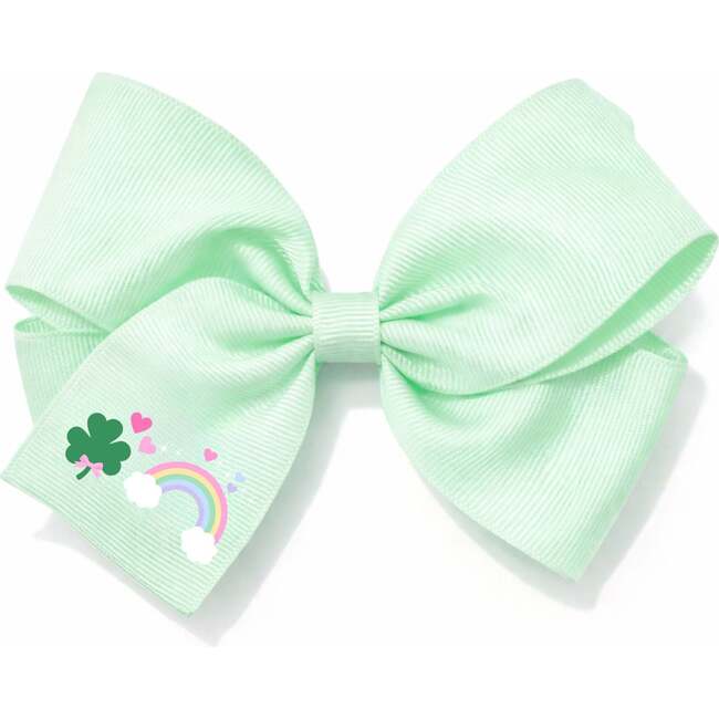 Rainbow Shamrock Hair Bow, Green