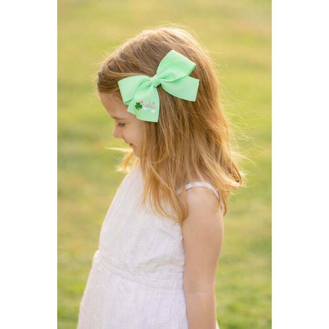 Rainbow Shamrock Hair Bow, Green