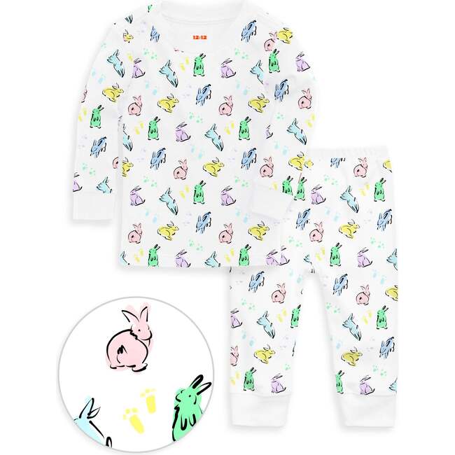 The Organic Long Sleeve Pajama Set, Bunny Hop