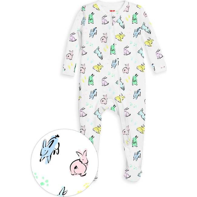 The Organic Zipper Footie, Bunny Hop