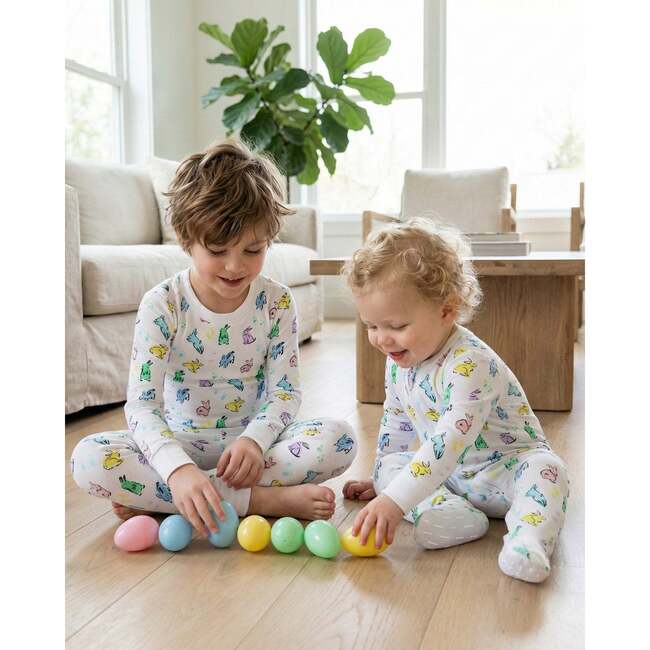 The Organic Long Sleeve Pajama Set, Bunny Hop - Pajamas - 3