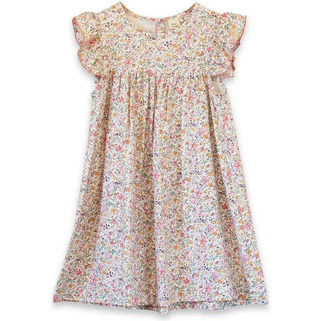 Girls Hannah Dress with Flutter Sleeves, Peach Meadow