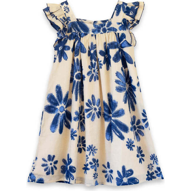 Girls Everly Square Neck Dress, Daisy Blue