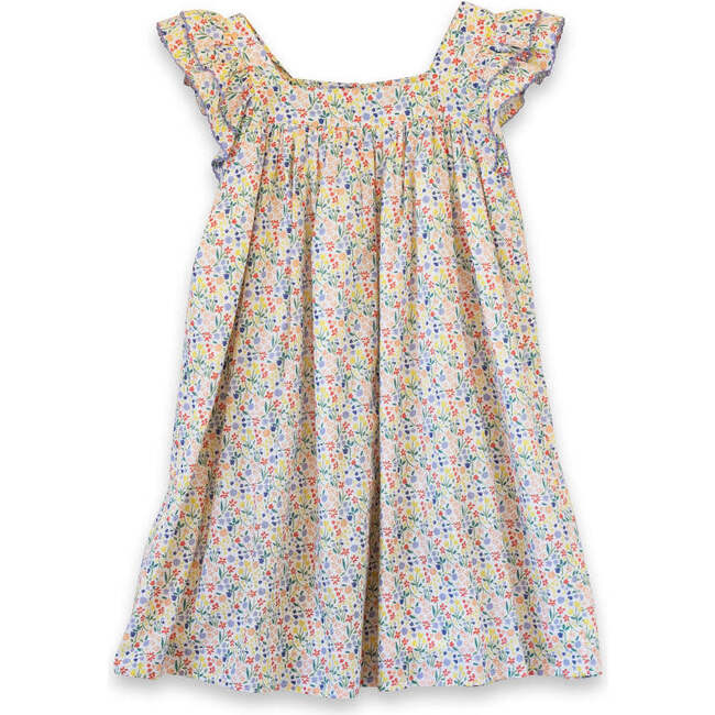 Girls Everly Square Neck Dress, Yellow Petal Confetti