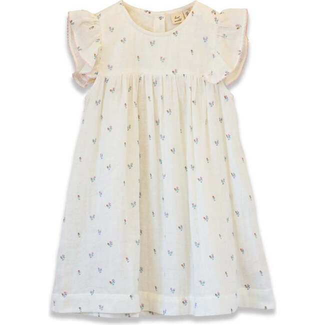 Girls Hannah Dress with Flutter Sleeves, Petit Floret