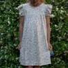 Girls Hannah Dress with Flutter Sleeves, Peach Meadow - Dresses - 3 - thumbnail