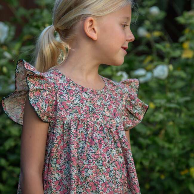 Girls Hannah Dress with Flutter Sleeves, Rosewood - Dresses - 3