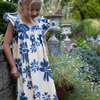 Girls Everly Square Neck Dress, Daisy Blue - Dresses - 3 - thumbnail