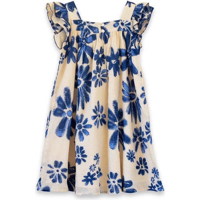 Girls Everly Square Neck Dress, Daisy Blue - Dresses - 5