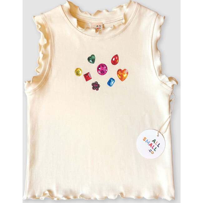 Gem Ruffle Tank, Beige