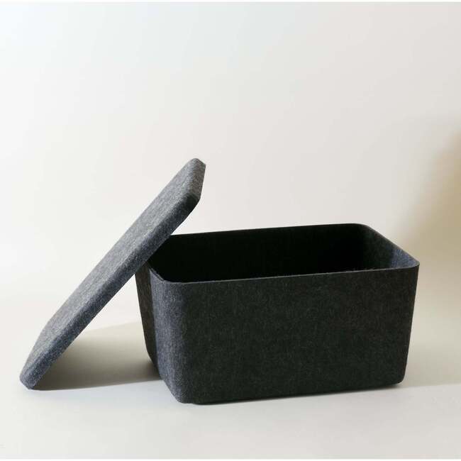 Sculpted Bin - Wide with Lid, Carbon