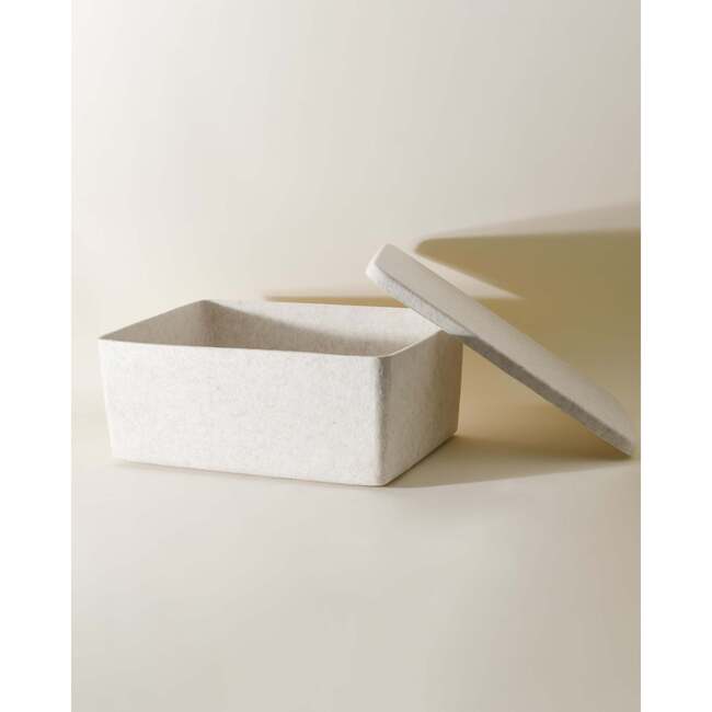 Sculpted Bin - XL with Lid, Stone