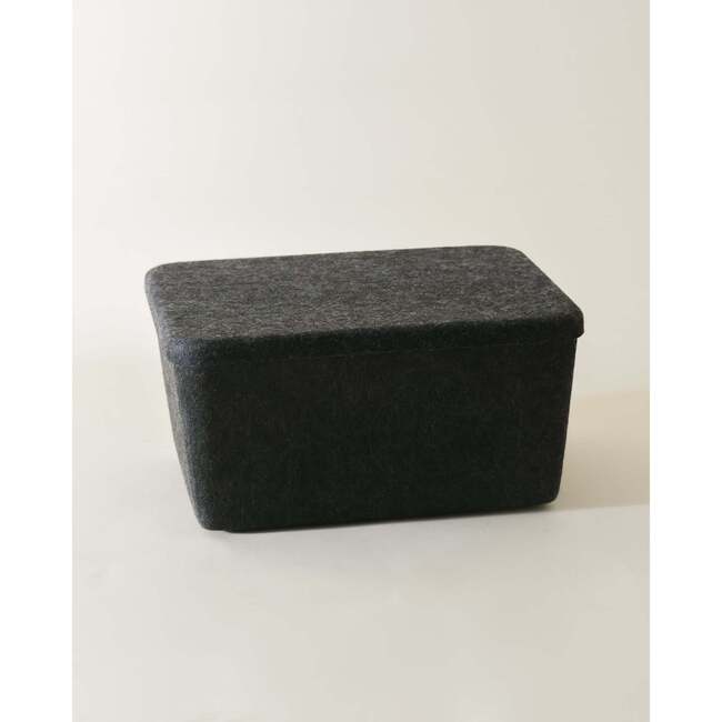 Sculpted Bin - Wide with Lid, Carbon