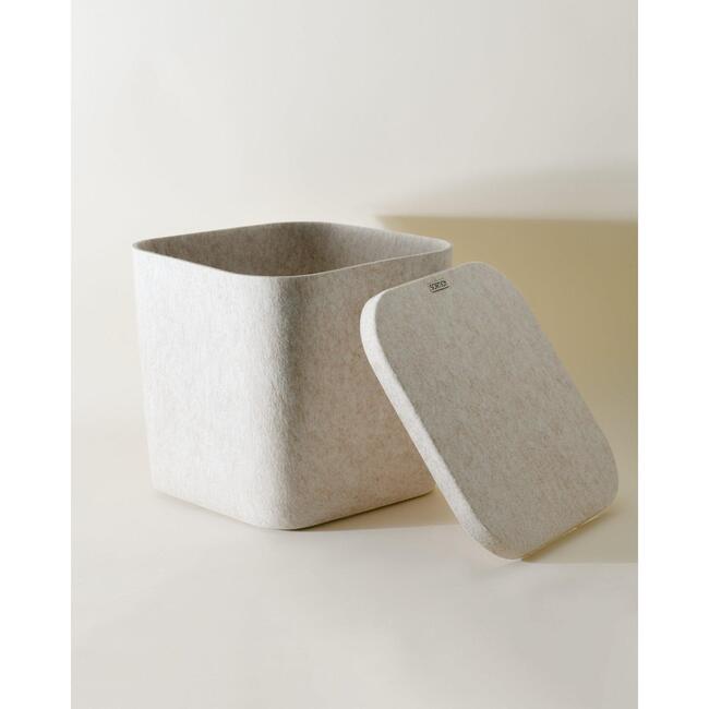 Sculpted Bin - Original with Lid, Stone