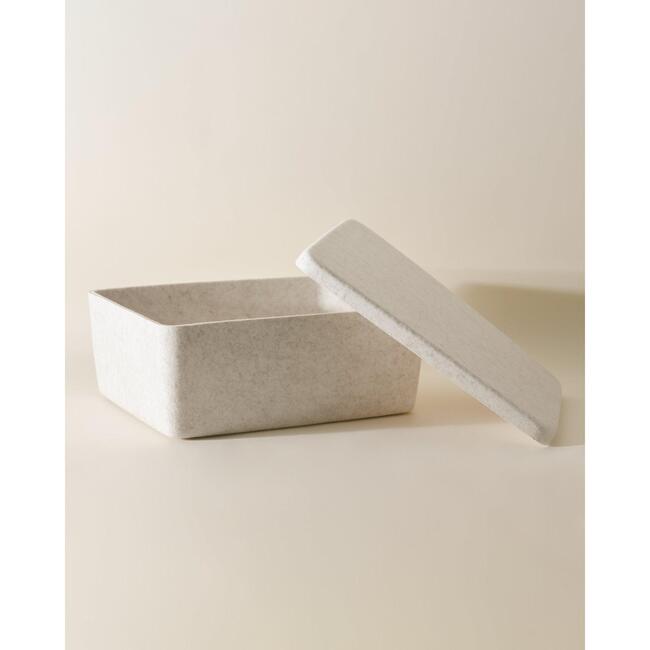 Sculpted Bin - Large with Lid, Stone