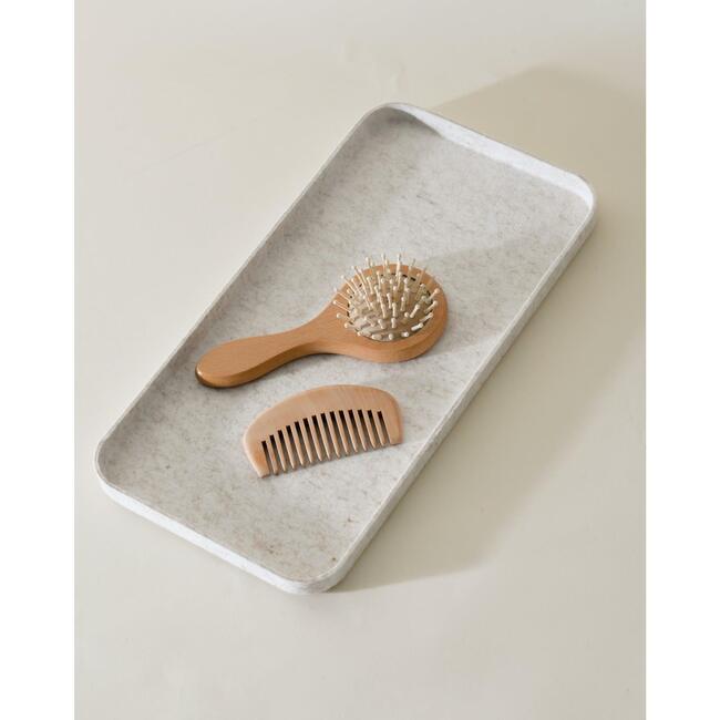 Sculpted Bin - Long with Lid, Stone